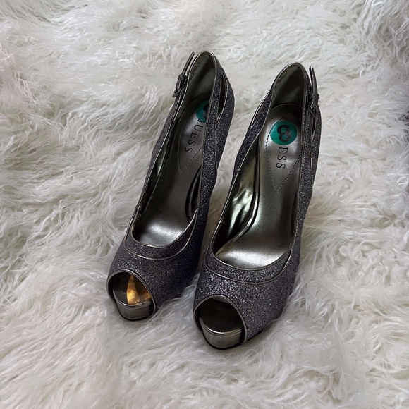 Guess Peep Toe Heels - Glitter Sparkle NWOT - Picture 1 of 7